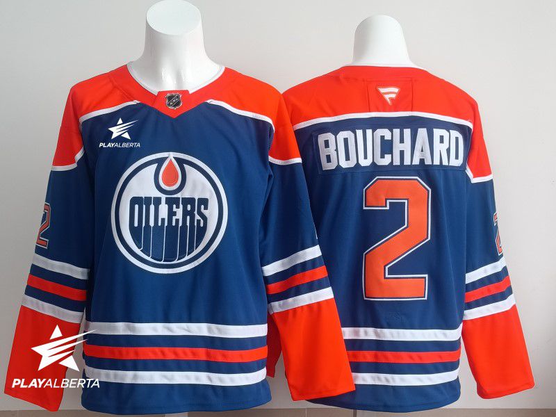 Men 2025 Edmonton Oilers #2 Bouchard Blue Fanatics Home Premium NHL Jersey style 2->texas rangers->MLB Jersey